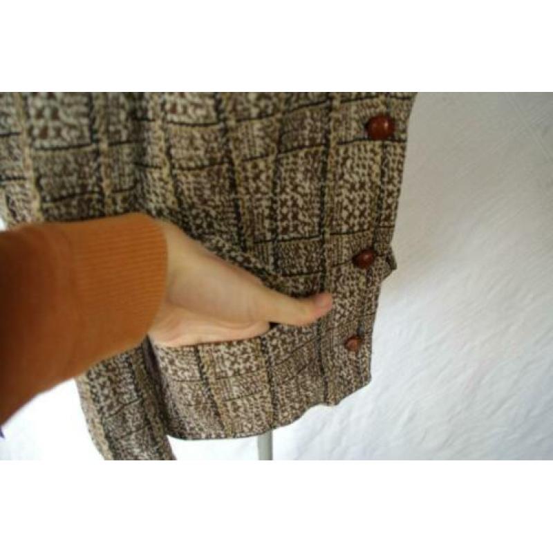 Gaaf bruin jaren '70 jasje.Mt S.50% wol.15% angora.Glaser