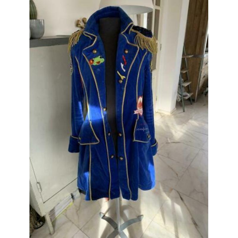 Carnavals jas oeteldonk blauw fluwele mantel S nu maar 100,-