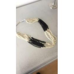 Vintage ketting 10 strengen kraaltjes