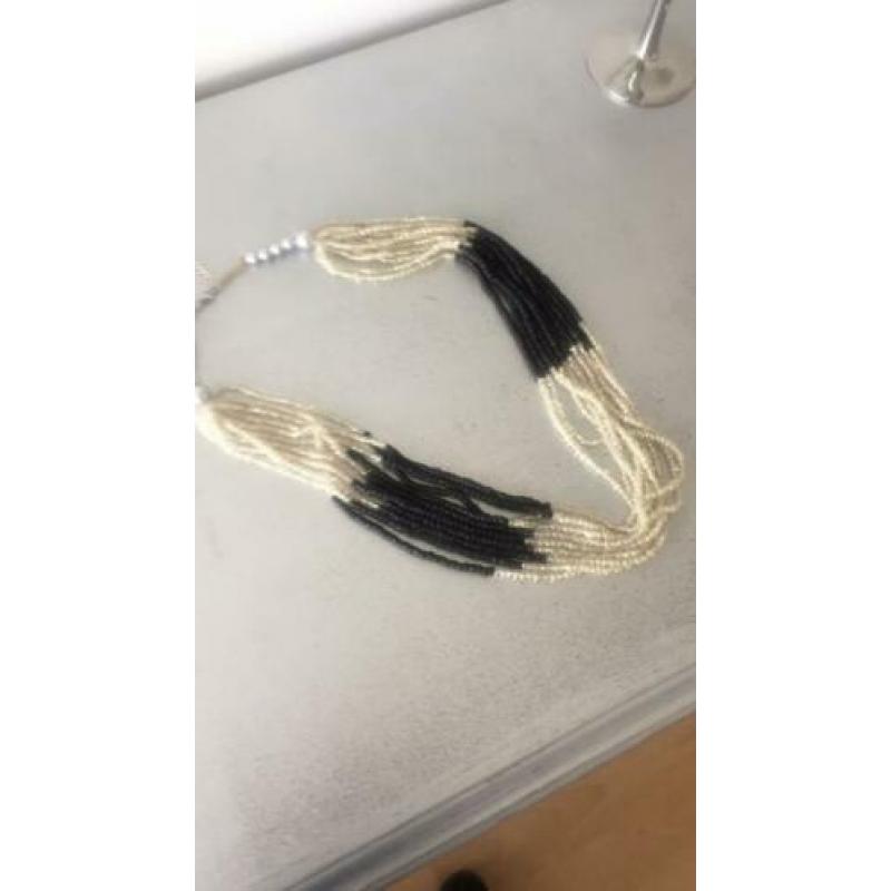 Vintage ketting 10 strengen kraaltjes