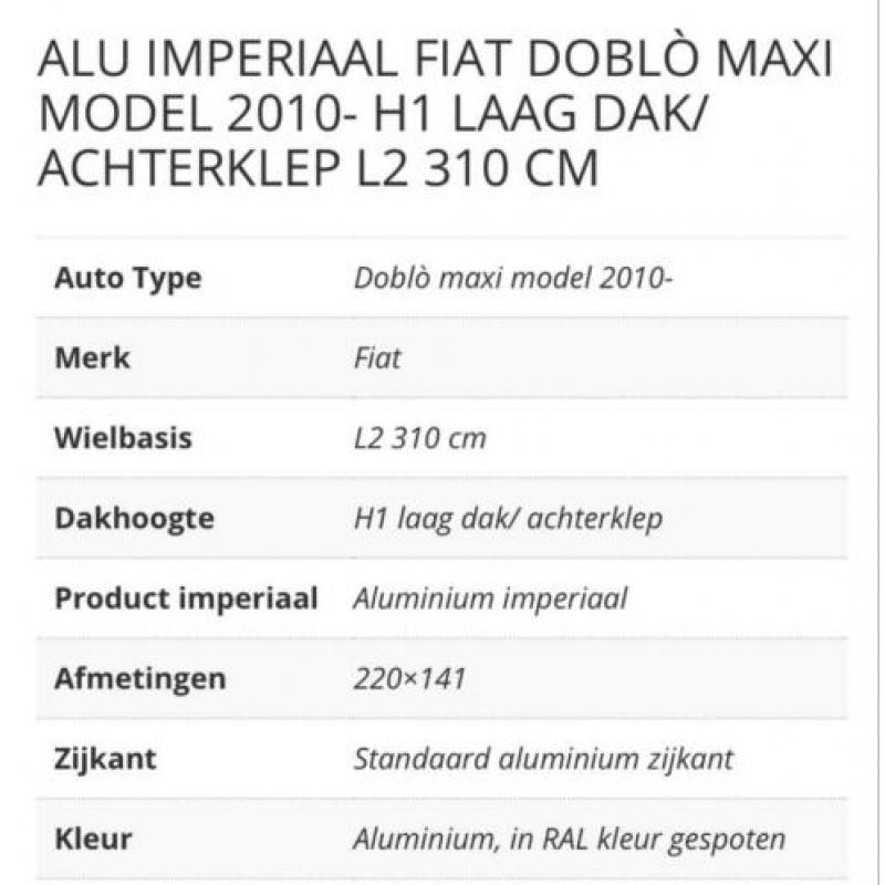 Dakdrager / Imperiaal Fiat Doblo