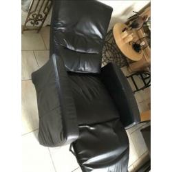 Lederen relax fauteuil, handbediening