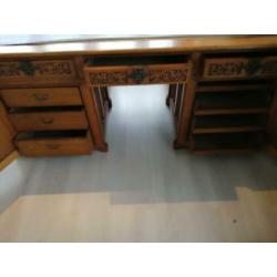 Antiek eiken houten duo bureau