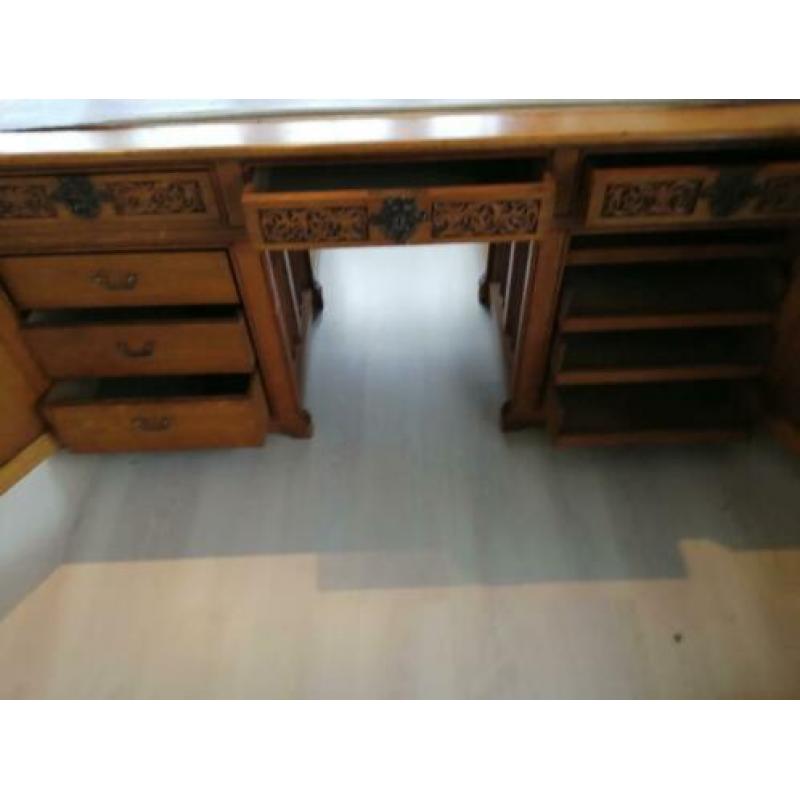 Antiek eiken houten duo bureau