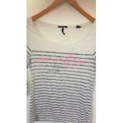 Maison scotch top shirt blauw wit maat 2 netjes
