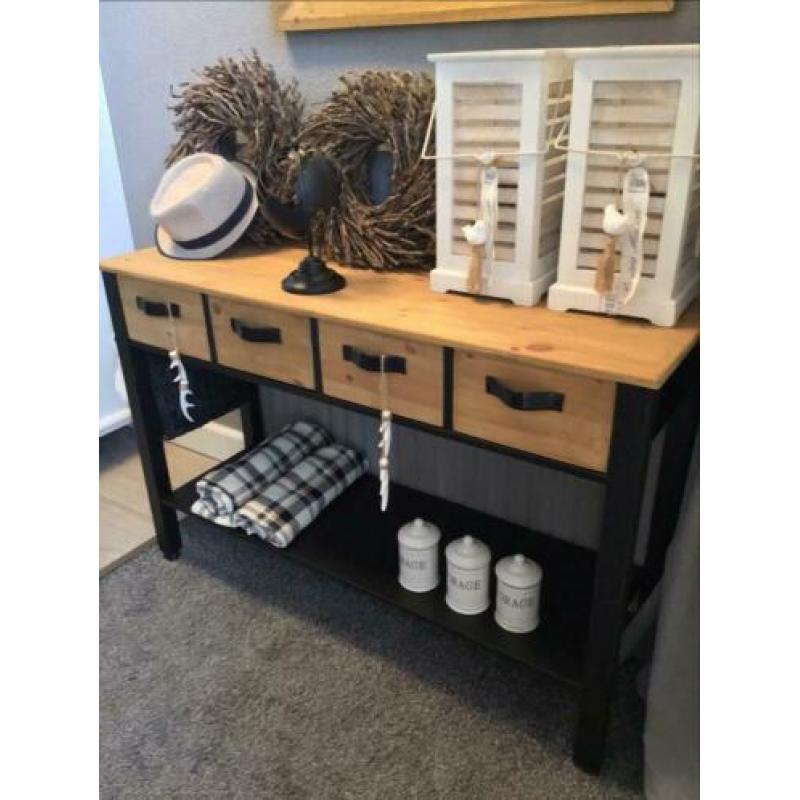 Sidetable Black & Mango Wood & Tuigleer