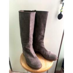 taupe leren laarzen 39 grijs suede zgan zomer hoog cowboy