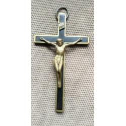 Antiek kruisje hanger van non ebbenhout en messing