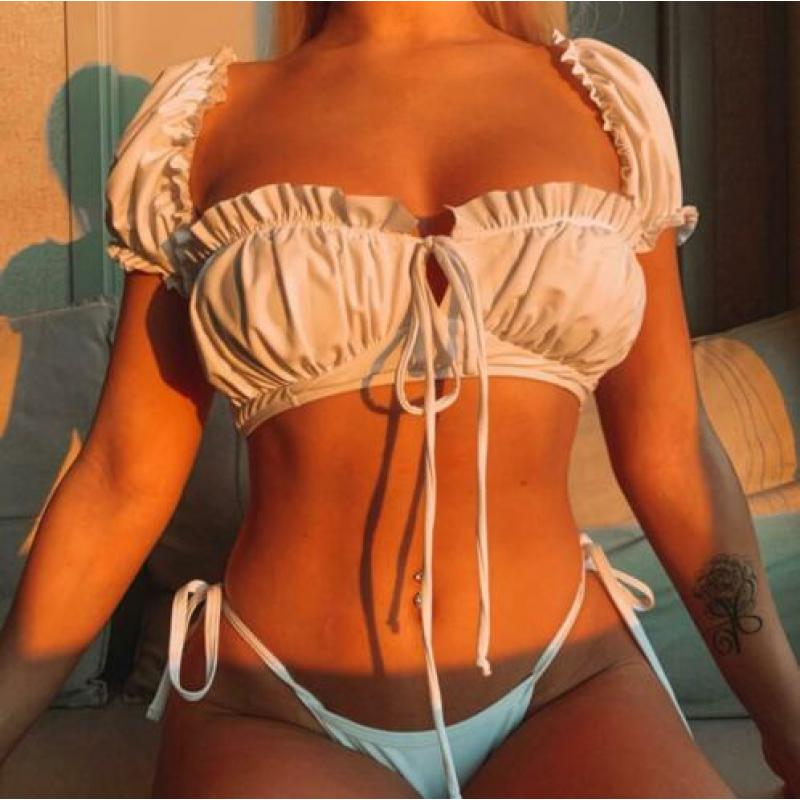 vintage witte bikini! zommer & lente 2020 sexy