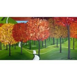 Nieuw handgeschilderd 3D schilderij/rood/groen/geel