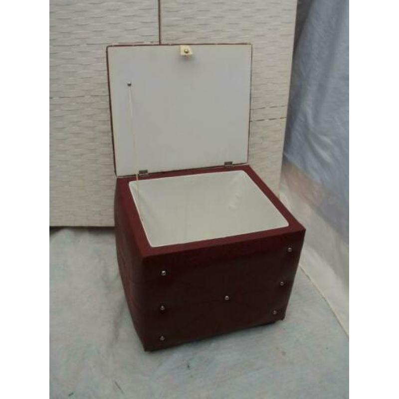 Vintage Retro Jaren 60 Skai Poef Hocker Opbergkist