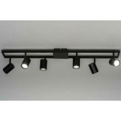 plafondlamp 6 lichts spots zwart 94 cm a 98cm of wit rvs
