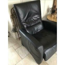 Lederen relax fauteuil, handbediening