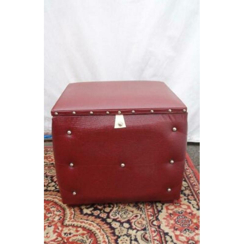 Vintage Retro Jaren 60 Skai Poef Hocker Opbergkist