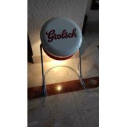 Grolsch schemerlamp in de vorm van een bierfles dop