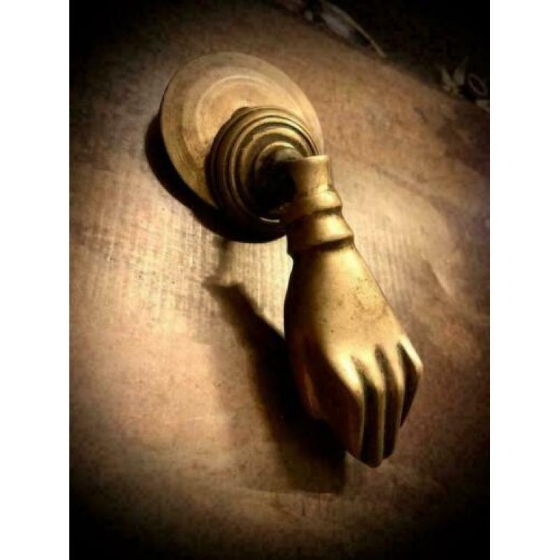 Hand Deurklopper antiek Curiosa brocante koper deur klopper