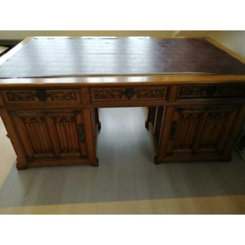 Antiek eiken houten duo bureau