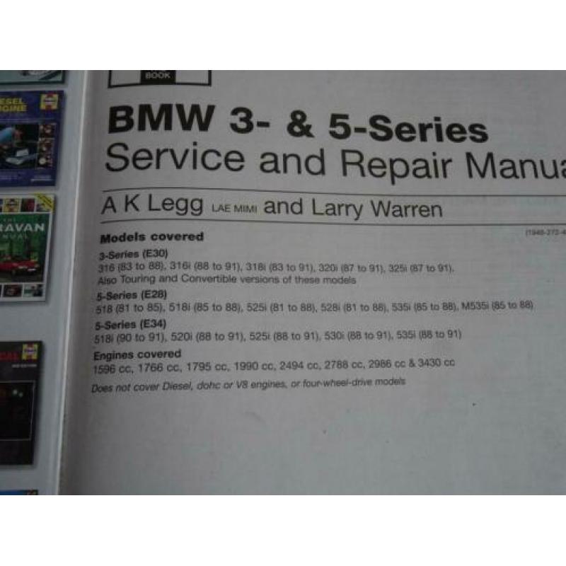 Haynes BMW E30 E34 werkplaats service reparatie handleiding