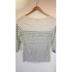 Maison scotch top shirt blauw wit maat 2 netjes