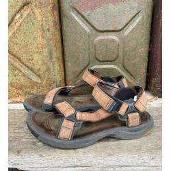 Bruine leer leren Teva sandalen 44 kast opruiming