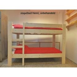 Goedkoop blankhouten stapelbed Henri, 90x200 145 cm hoog.