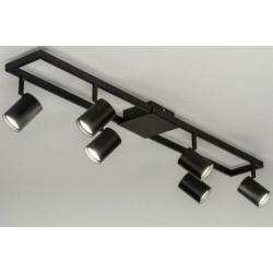 plafondlamp 6 lichts spots zwart 94 cm a 98cm of wit rvs