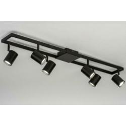 plafondlamp 6 lichts spots zwart 94 cm a 98cm of wit rvs