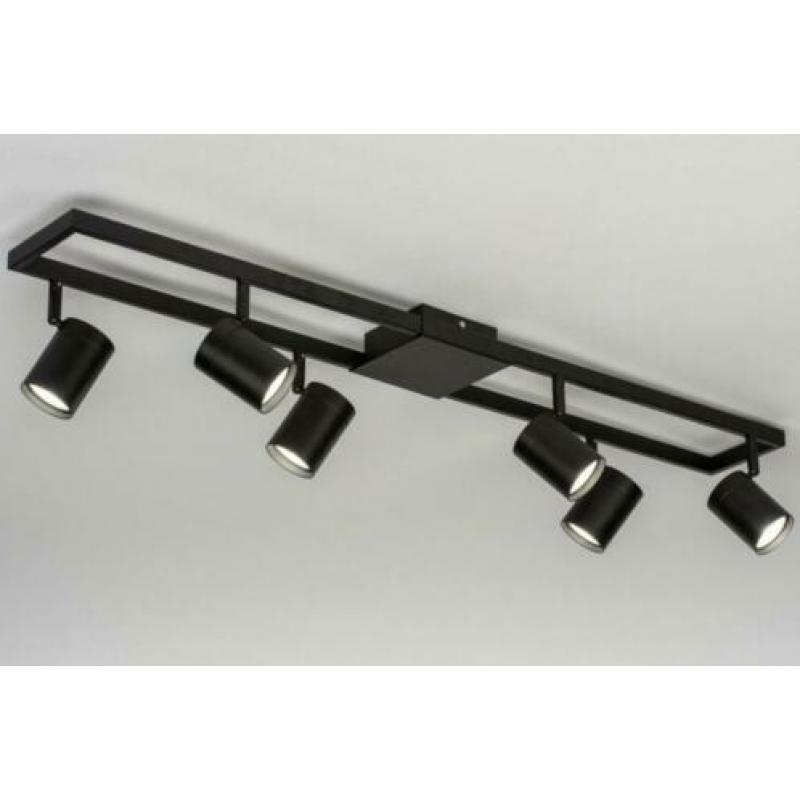 plafondlamp 6 lichts spots zwart 94 cm a 98cm of wit rvs