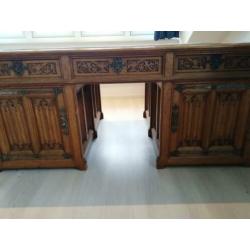 Antiek eiken houten duo bureau