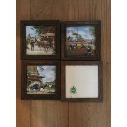 Set van Ter Steege, 5 gekleurde wandtegels in lijst.
