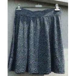 CAMAÏEU donkerblauw/wit bewerkte stretch rok mt 40