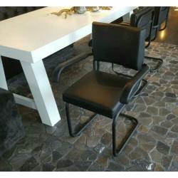 10x zwart leren buis stoelen, stoel leer armstoel zwart 741