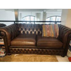 Chesterfield bank set bruin twee sits en een drie sits