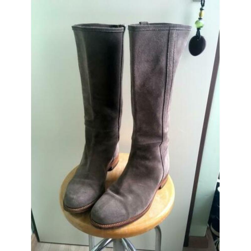 taupe leren laarzen 39 grijs suede zgan zomer hoog cowboy
