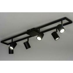 plafondlamp 6 lichts spots zwart 94 cm a 98cm of wit rvs