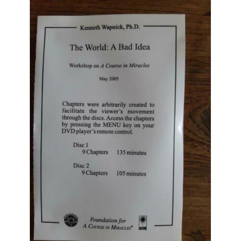 The world: a bad idea 2dvd on a course of miracles. zeldzaa