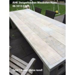Super tafel+banken van gebruikt steigerhout gratis bezorgen!