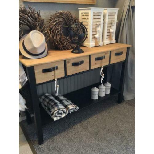 Sidetable Black & Mango Wood & Tuigleer