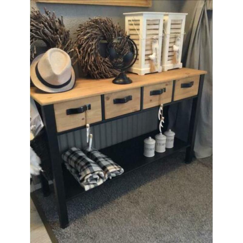 Sidetable Black & Mango Wood & Tuigleer