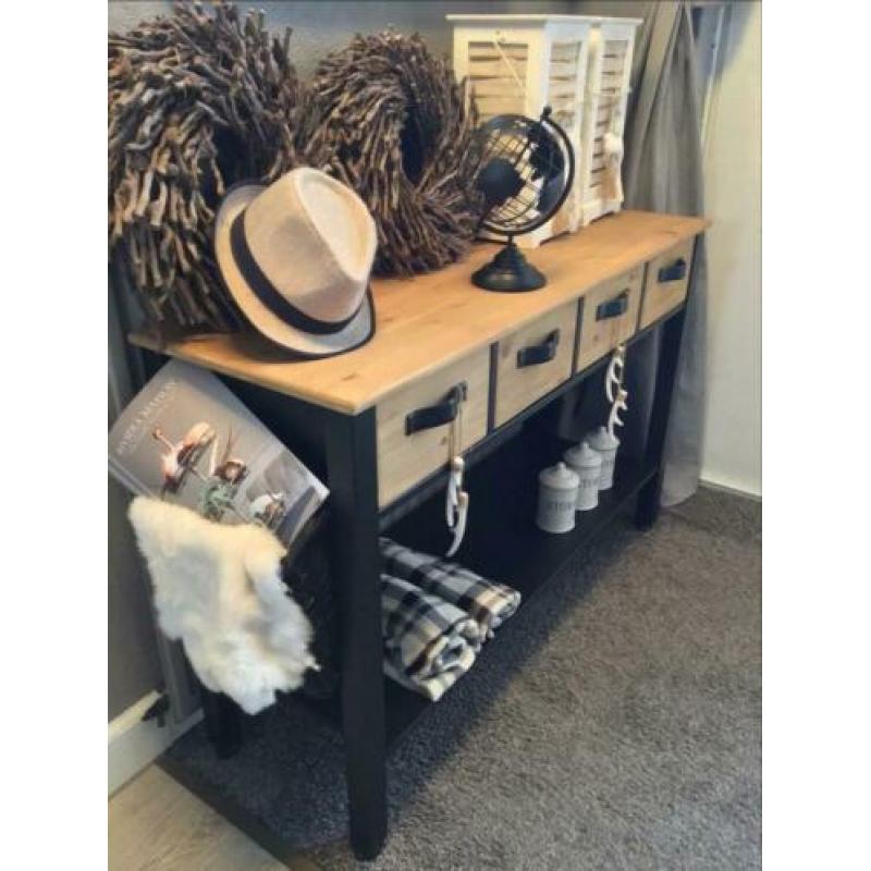 Sidetable Black & Mango Wood & Tuigleer