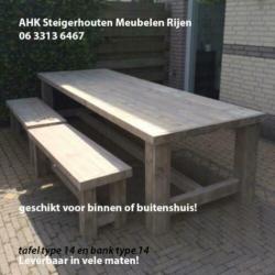 Super tafel+banken van gebruikt steigerhout gratis bezorgen!