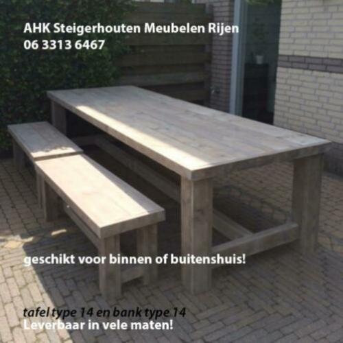 Super tafel+banken van gebruikt steigerhout gratis bezorgen!