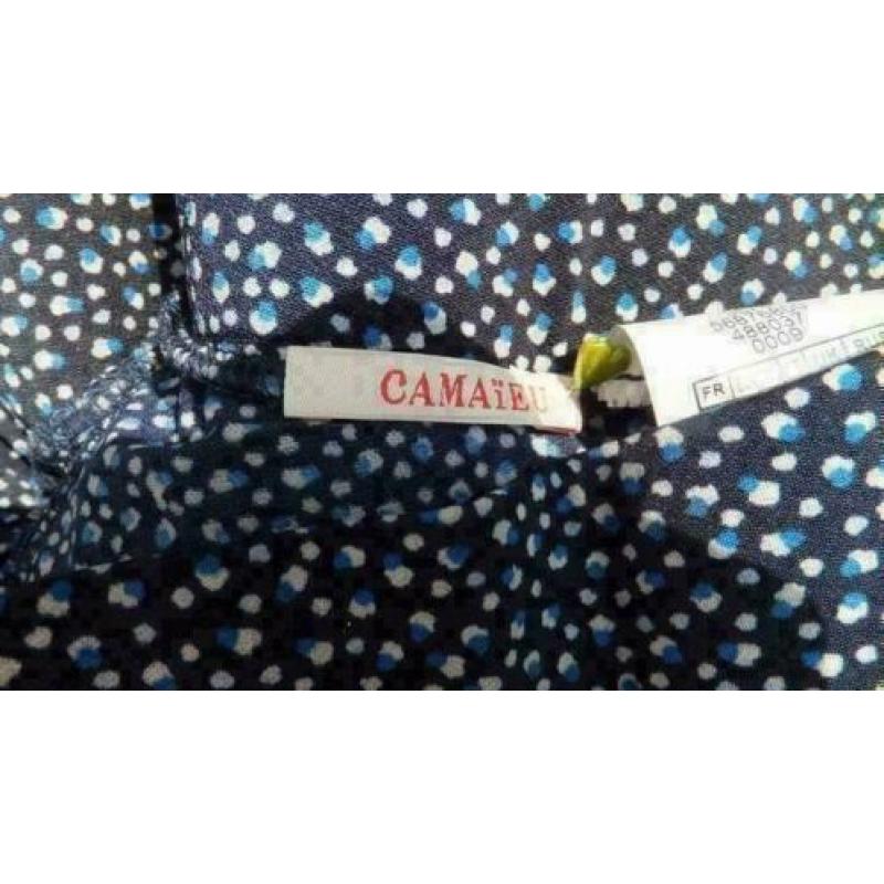 CAMAÏEU donkerblauw/wit bewerkte stretch rok mt 40