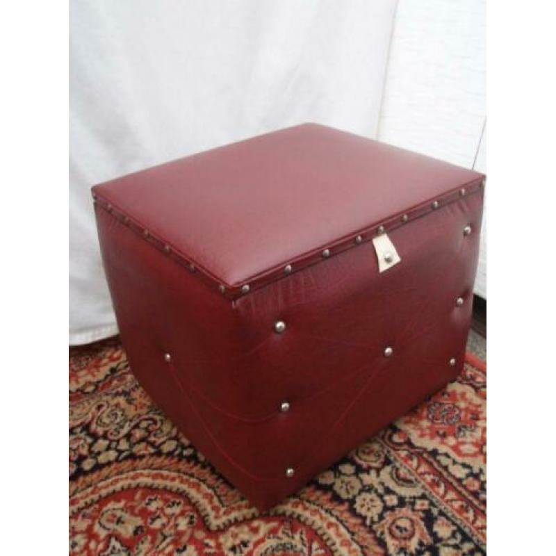 Vintage Retro Jaren 60 Skai Poef Hocker Opbergkist