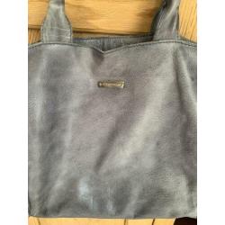 Mooie leren tas blauw/grijs