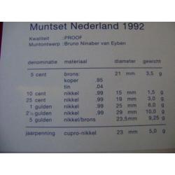 Proof set 1992 Utrecht jaarset Nederlandse Munt