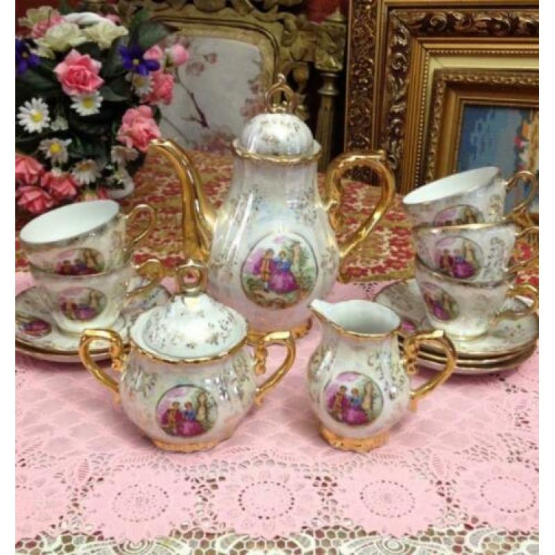 Oud mokka /thee servies compleet /set dresden porselein