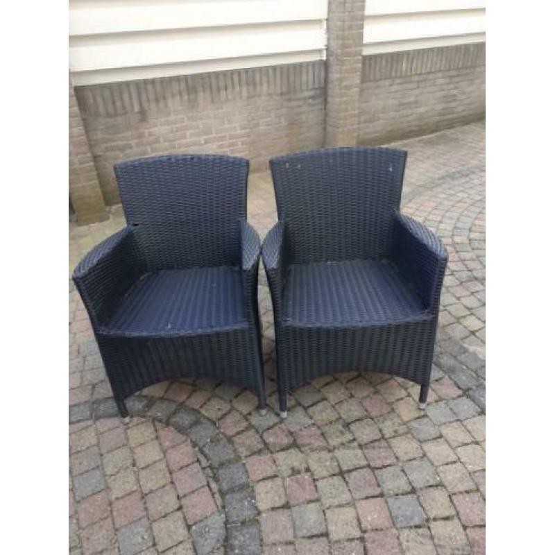 mooie zwarte tuinmeubelset, tafel en 4 stoelen