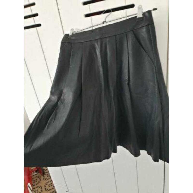 Zwarte leerlook leren Steps rok 36