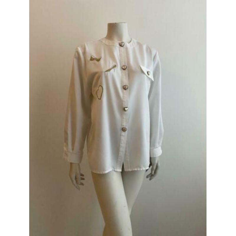 Vintage blouse met hartjes knopen L